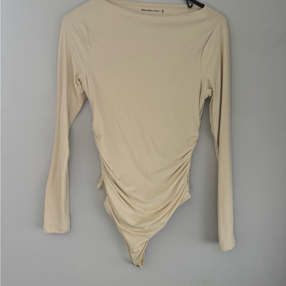 Abercrombie & Fitch Beige Long Sleeve Bodysuit